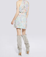 PHILIX MULTICOLOR PRINT HALTER MINI DRESS image number null